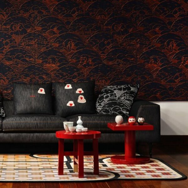 Moooi behang Tokyo Blue Indigo Macaque MO3000 COPPER