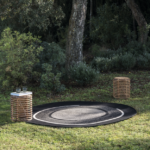 Rond zwart outdoor vloerkleed: Elitis-Disco-Black TA-113-80-08