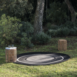 Rond zwart outdoor vloerkleed: Elitis-Disco-Black TA-113-80-08