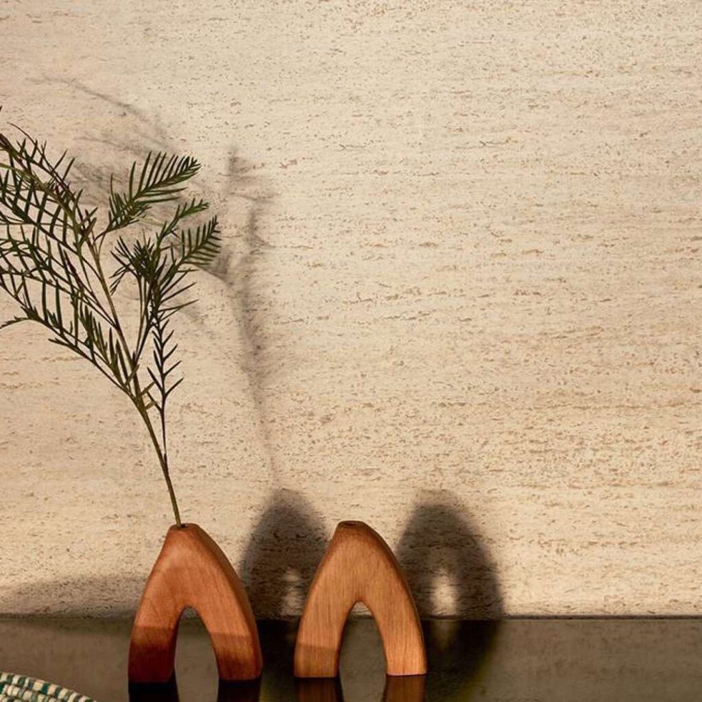 Travertin behang van Elitis muurbekleding met travertin motief