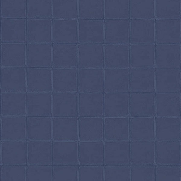 Donkerblauw tegelpatroon met een lichte lederstructuur en gelijkmatige vierkantverdeling.