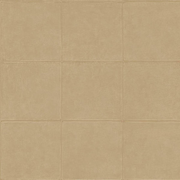 Beige vloertegels met een leren structuurpatroon in een raster van vierkanten.