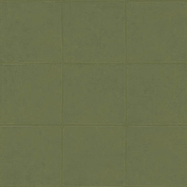 Groene matte wand- en vloertegel met subtiel reliëf en vierkant patroon.