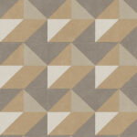 Grijze, beige en witte geometrische tegels met een driedimensionaal kubuspatroon.