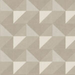 Grijs-beige wand- of vloertegel met een geometrisch patroon van driedimensionale driehoeken.