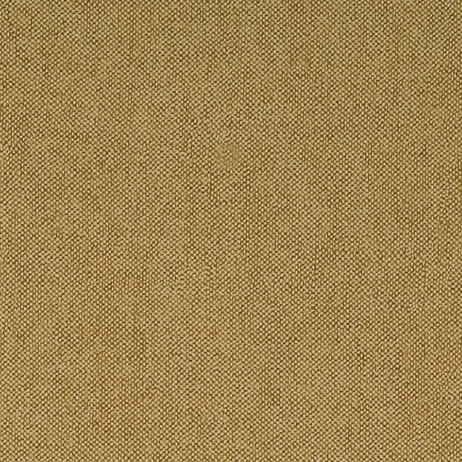 Close-up van een grof geweven, goudkleurige stof met een linnenstructuur.