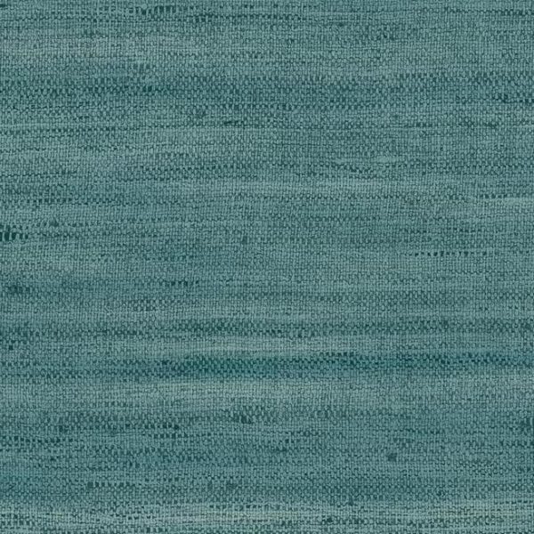 Textuur van een blauwgroene Arte Lignes 40509 wandbekleding met een subtiel horizontaal geweven patroon.
