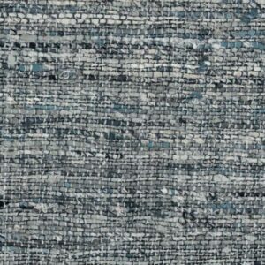 Close-up van de grove, geweven textuur van Arte Aspero 40542 in grijs- en blauwtinten.