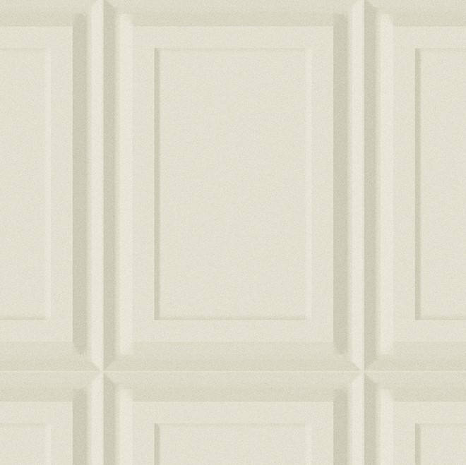 Lichtbeige wandpaneel met een klassiek, rechthoekig reliëfpatroon uit het ontwerp 44011-6383-2.