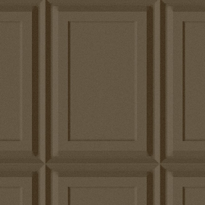 Bruine wandpanelen met een rechthoekig, verdiept kaderpatroon in het design 44014-64ON-2.