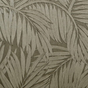 Beige reliëfbehang met een patroon van tropische palmbladeren, model Arte Sabal 75203.