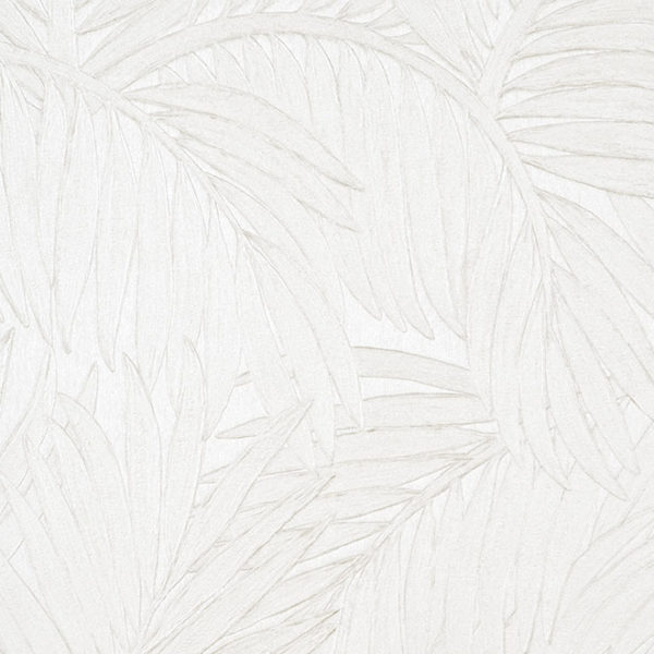 Lichtbeige Arte Sabal 75204 behang met subtiel reliëf van palmbladeren.