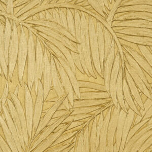 Beige behang met een reliëfpatroon van tropische palmbladeren uit de Arte Sabal 75205 collectie.