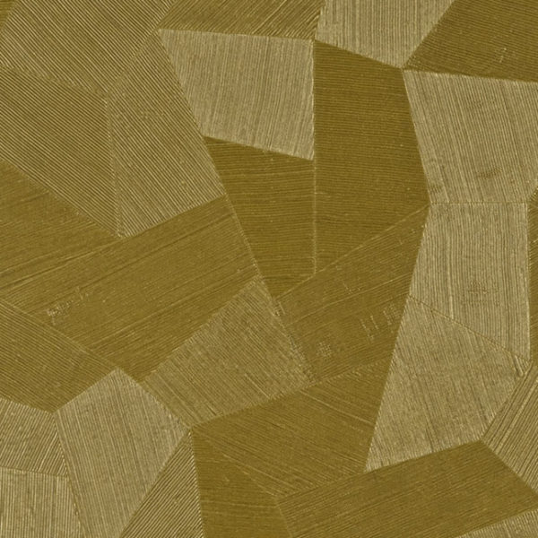 Geometrisch patroon in goudtinten met textuur, afkomstig van het Arte Facet 75303 behang.