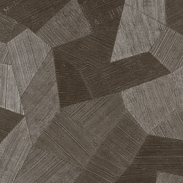 Donkerbruin geometrisch patroon met reliëfstructuur uit de Arte Facet 75306 wandbekleding.