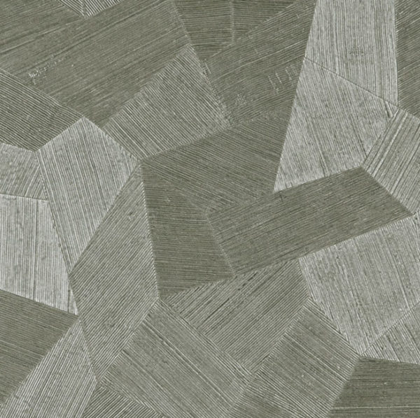 Abstract geometrisch patroon in grijsgroene tinten van Arte Facet 75308 wandbekleding met reliëfstructuur.