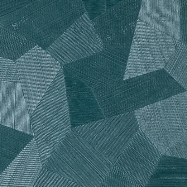 Donkergroene Arte Facet 75309 wandbekleding met een geometrisch patroon van reliëfrijke, schuingeplaatste vlakken.