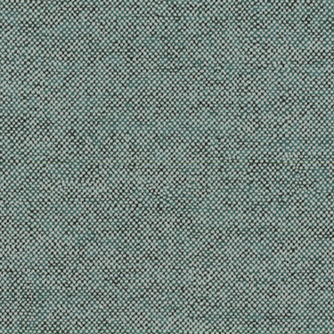 Close-up van de grof geweven stof in de kleur 78019, met een patroon van turquoise en zwarte garens.