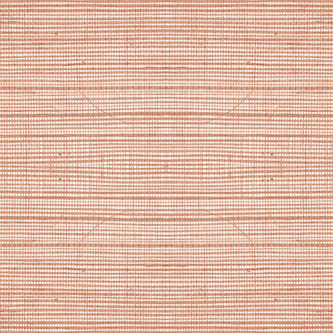 Textielpatroon 80709A-Line-2 met fijne horizontale en verticale lijnen in een zachte roodbruine tint op een witte achtergrond.