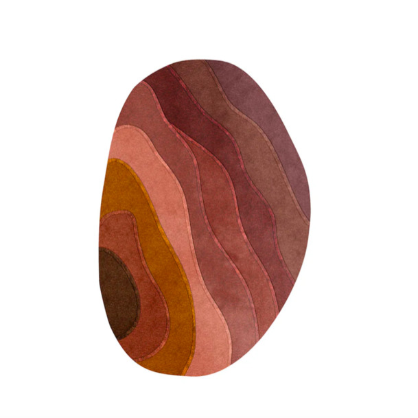Ovaal vloerkleed Allegro High AEOH41891 met abstract patroon in roodbruine en roze tinten.
