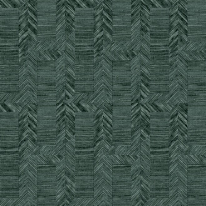 Grijs-groene Arte Biseau 72731 Grey Forest wandbekleding met een geometrisch visgraatpatroon.