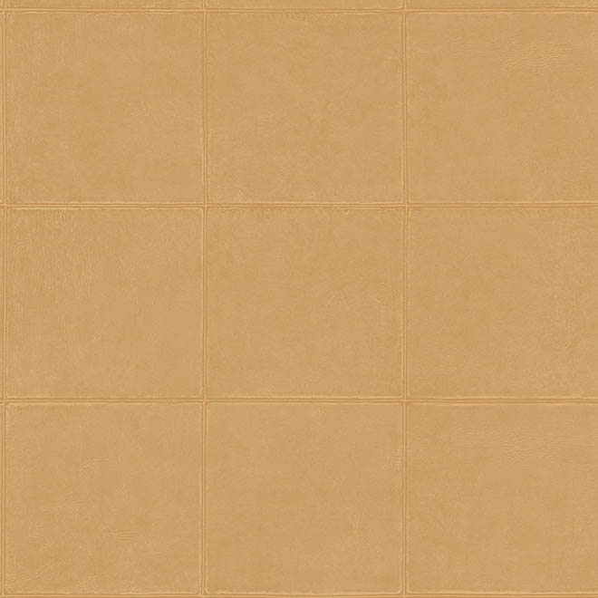 Behang met een patroon van lichtbruine, leren tegels uit de Arte Campo collectie (21047).