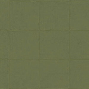 Olijfgroen Arte Campo behang met een subtiel tegelpatroon in reliëf.