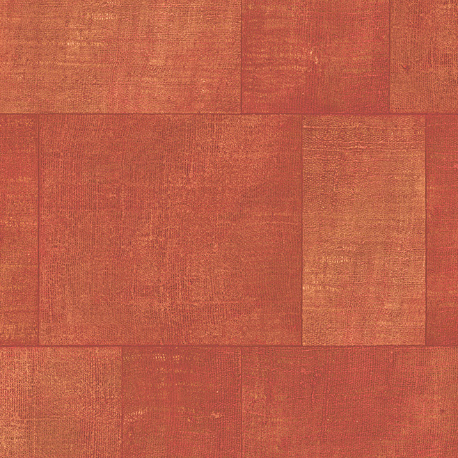 Rood-bruin behang met een patchwork patroon uit de Gitane collectie van Arte.