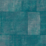 Behang met een patroon van rechthoekige vlakken in blauwgroene tinten uit de Gitane-collectie van Arte.