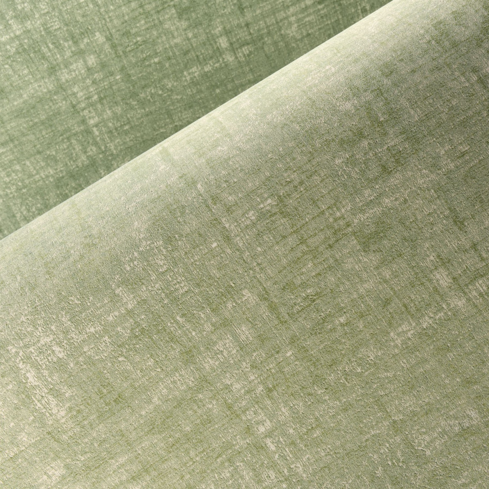 Detail van het groene Arte Essentials Brushed Suede behang met een zachte, suède-achtige textuur.