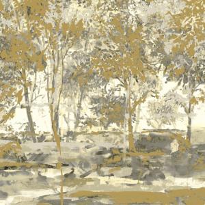 Gestileerde boslandschapprint in beige, goud en grijstinten uit de Arte Essentials Brushed Suede Sherwood-collectie.