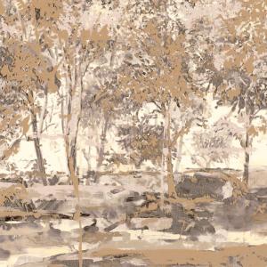 Behangpatroon met een abstracte bosvoorstelling in beige, bruin en grijstinten uit de Arte Essentials Brushed Suede collectie, model Sherwood 59641.