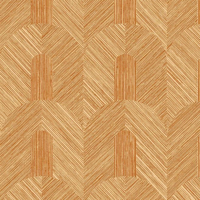 Decoratief patroon van de Arte Essentials Tangram Dome 24060 met geometrische boogvormen en fijne diagonale lijnen in warme terracottatinten.