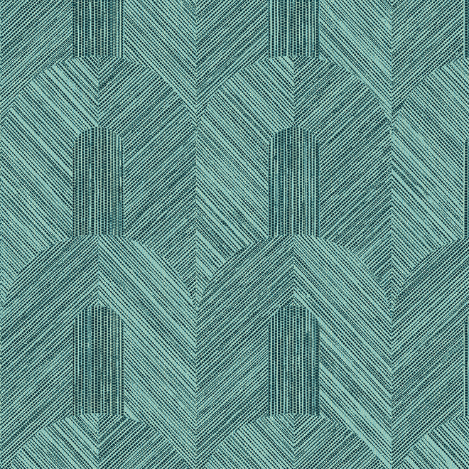 Grafisch patroon van de Arte Essentials Tangram Dome 24062 met boogvormige en diagonale lijnen in een turquoise kleurenschema.