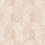Beige en koperkleurig Arte Essentials Tangram Dome 24063 behang met geometrisch patroon van gebogen en diagonale lijnen.