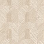 Beige Arte Essentials Tangram Dome 24066 behang met geometrisch patroon van bogen en diagonale lijnen.