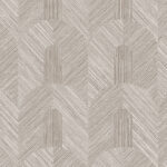 Beige wandbekleding uit de Arte Essentials Tangram Dome collectie met een geometrisch patroon van gebogen en diagonale lijnen.