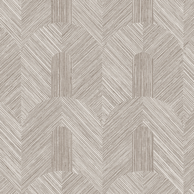 Beige wandbekleding uit de Arte Essentials Tangram Dome collectie met een geometrisch patroon van gebogen en diagonale lijnen.