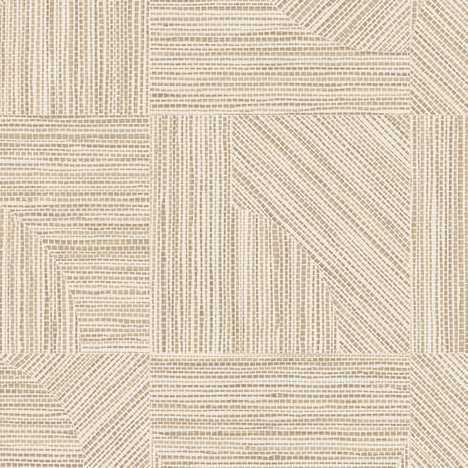 Beige wandbekleding uit de Arte Essentials Tangram Dome 24084 collectie met een geometrisch patroon van fijne lijnen en texturen.