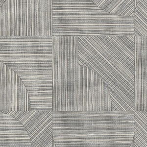 Grijs-beige Arte Essentials Tangram Dome 24087 behang met geometrisch patroon van fijne verticale, horizontale en diagonale lijnen.