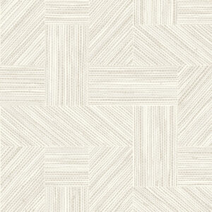 Beige en lichtgrijze wandbekleding met een geometrisch intarsio-patroon uit de Arte Essentials Tangram-collectie.