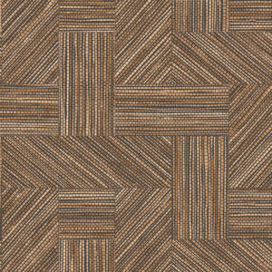Decoratief patroon van Arte Essentials Tangram Intarsio 24047 met geometrische houtlook in bruintinten.