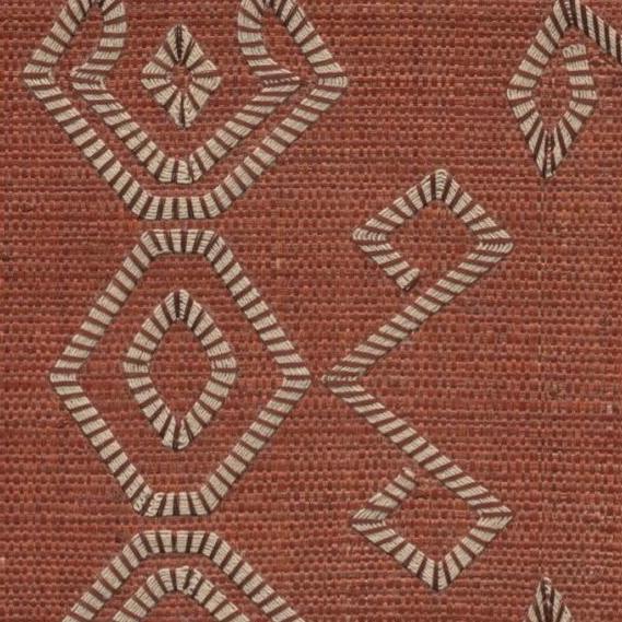 Detail van het Arte Icarus Indomito 15703-Canyon wandbekleding met een roodbruine textielstructuur en geometrisch patroon in beige.