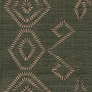 Donkergroen Arte Icarus Indomito 15704 behang met een geometrisch patroon van beige ruiten en lijnen.