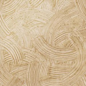 Beige behang met een reliëfpatroon van gebogen penseelstreken uit de Arte Impasto 60101 collectie van Buningh.