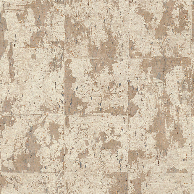 Beige en witte wandbekleding met verweerd, natuurlijk ogend patroon uit de Arte Eclat Les Forêts collectie.