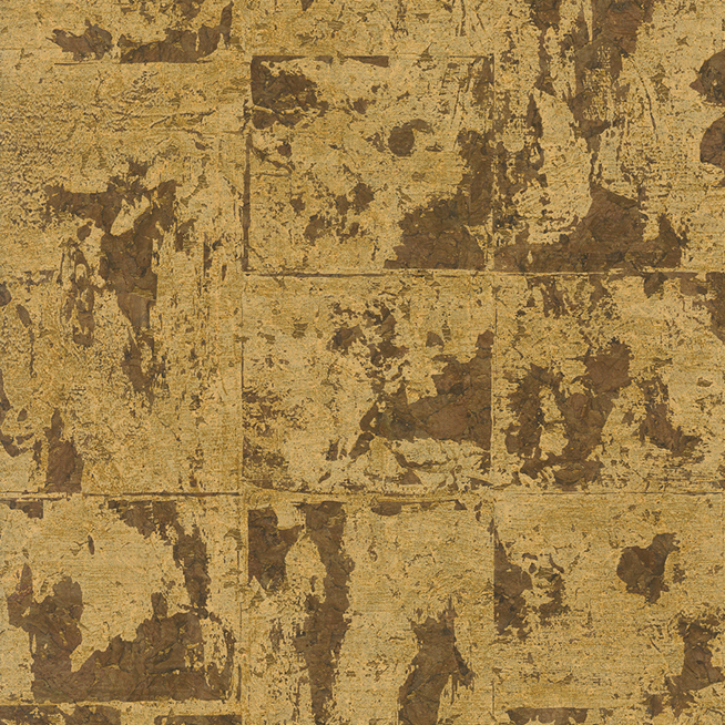 Behang met een luxueuze textuur in antiek goud uit de Arte International Éclat 48044 Les Forêts collectie.