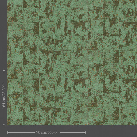 Groen en bruin behangpatroon uit de Arte International Éclat Les Forêts collectie met een textuur geïnspireerd op natuurlijke bosmotieven.