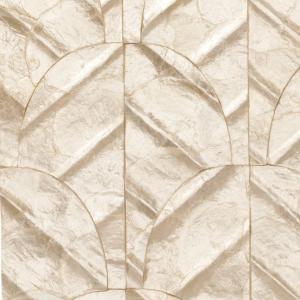 Luxe behang met een glanzend parelmoer patroon en geometrisch reliëf uit de Arte Luster Abalone 70321 collectie van Buningh.