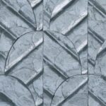 Grijsblauw Arte Luster Abalone 70323-Riverbank wandpaneel met glanzend, geometrisch reliëfpatroon.